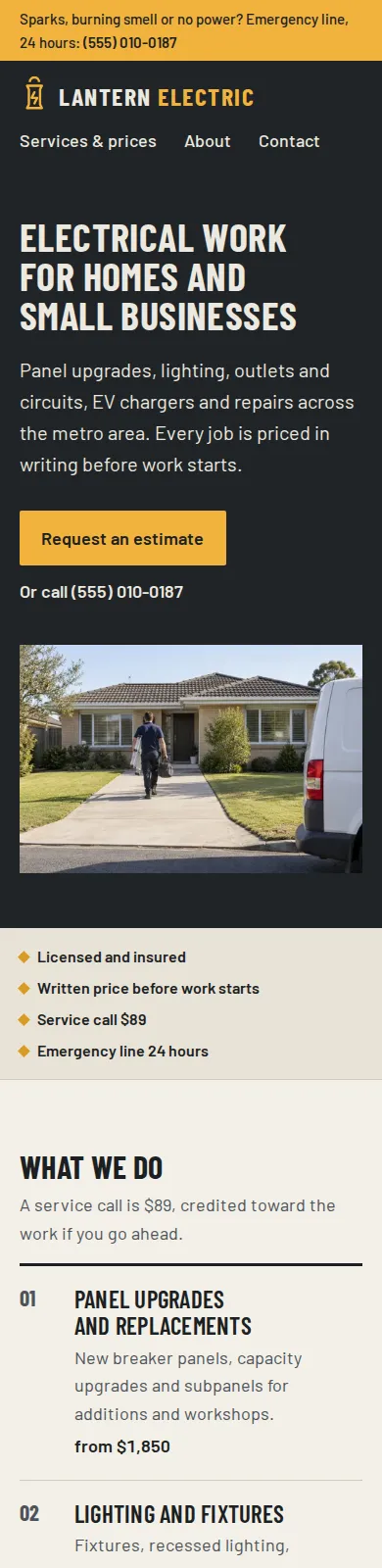 Concept example: the local service business website on a phone